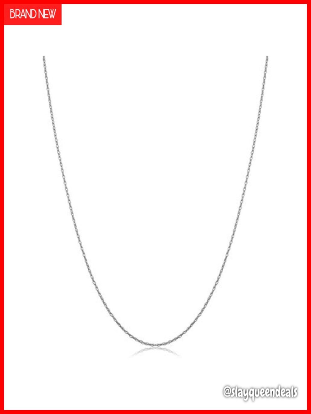 Solid 14K White Gold Rope Chain Necklace for Women 14k Gold Spring Ring